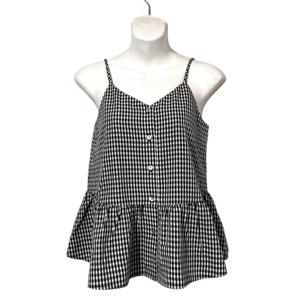 Jun & Ivy Girls NWT Sleeveless Spaghetti Strap Black White Gingham Check Top 10